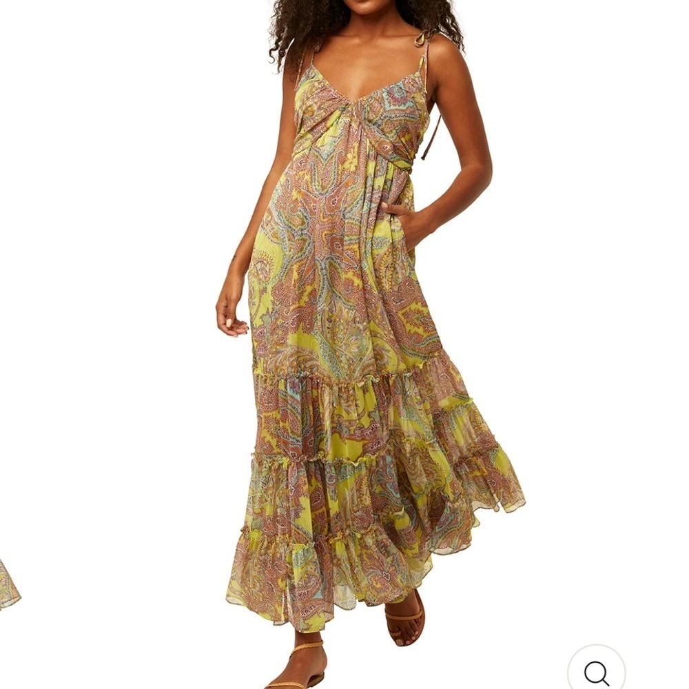 Misa Bohemian Fallon Dress in Ischia Neon Paisley Maxi Dress Size Medium P-37